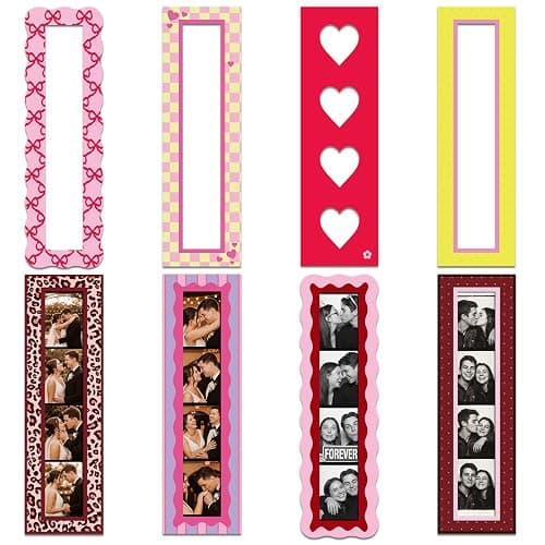 Tellegloww 8 Pcs Magnetic Photo Booth Strip Frame, Retro, 1.5 x 8 in | Vertical Holders for Fridge, Colorful Vintage Design Fits Strips, Refrigerator Decor, Display Photobooth Memories Easily - Image 1