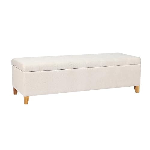 Joveco Storage Ottoman Bench, 51" Rectangle Long Bench, for Bedroom, End Foot of Bed, Living Room, Entryway, Beige - Image 1