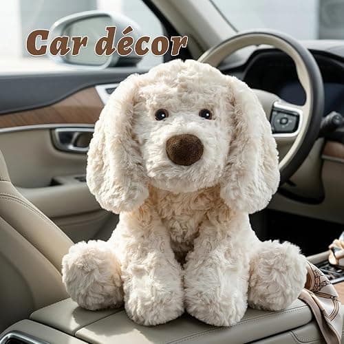 JUSTQUNSEEN White Stuffed Dog Plush Toy Sitting Puppy Animal Floppy Eared Cute Soft Cuddly Plushie for Newborn Baby Toddler Girls Boys Nursery Decor Birthday Shower Gift 12 Inch thumbnail 7