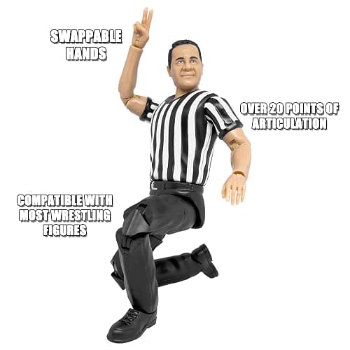 Figures Toy Company Ultimate Three Counting & Talking Wrestling Referee Action Figure with Deluxe Articulation for Wrestling Action Figures thumbnail 4