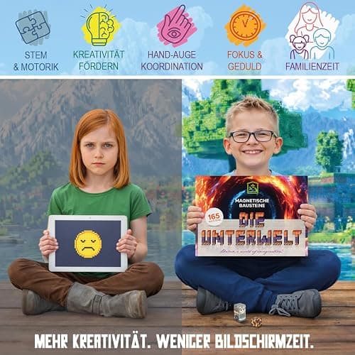 Silvadom Unterwelt Set mit 165 Teilen I Magnete zum Bauen für fantasievolle Kinderwelten I magnetische Bausteine Kinder I Magnetic Tiles & magnetsteine Kinder I Spielzeug ab 3 Jahre entdecken thumbnail 3