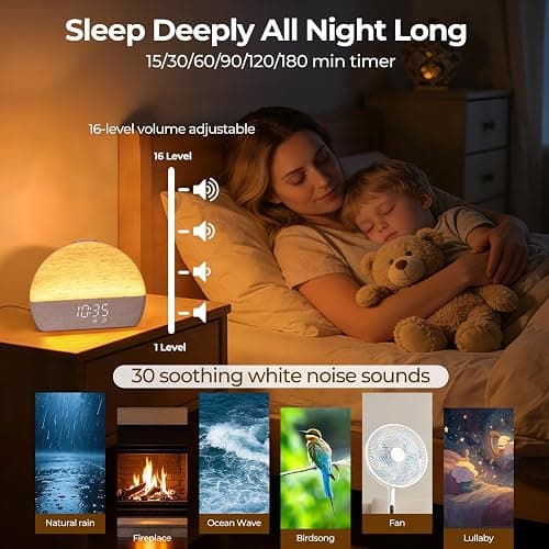 Sunrise Alarm Clock Bedside,Wake Up Light Sunrise Alarm Clock with 11 RGB Lights,Digital Dimmable Alarm Clock for Bedroom,White Noise Machine with 30 Sleep Sounds,Sunlight Alarm Clock,Sleep Aid Gift thumbnail 4
