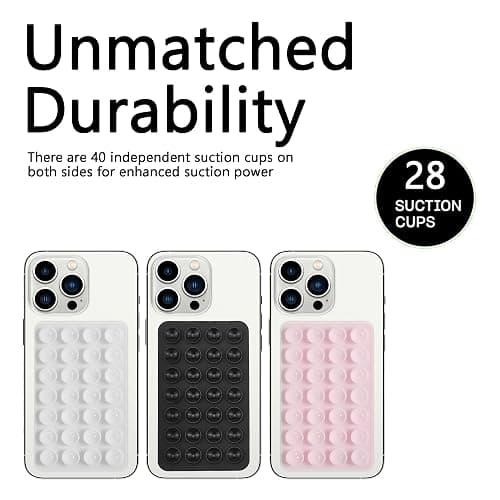 Silicone Double-Sided Suction Cup Phone Case Detachable Mount, Fidget Sticky Phone Grip Hands-Free Phone Accessories for Selfies & Videos, Trending TikTok Items for iPhone & Android(Baby Pink, Small) thumbnail 6
