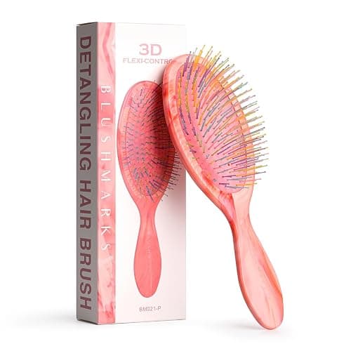 BLUSHMARKS Detangling Wet Hair Brush for Curly or Straight Hair, Cushion Detangler Hairbrush with Double-Layered Ultra and Soft-Nylon Bristles for Wet or Dry Hair, Gift for Women Girls Kids thumbnail 2