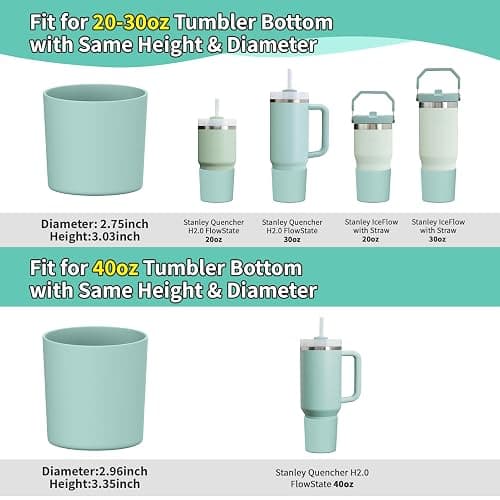 WUQID Higher Silicone Boot Compatible with Stanley Quencher H2.0 & IceFlow Flip & ProTour 40oz 30oz 20oz 14oz, Fit Same Diameter 14oz 20oz 30oz 40oz Tumbler Cups Anti-Slip Bottle Bottom Sleeve Cover thumbnail 2