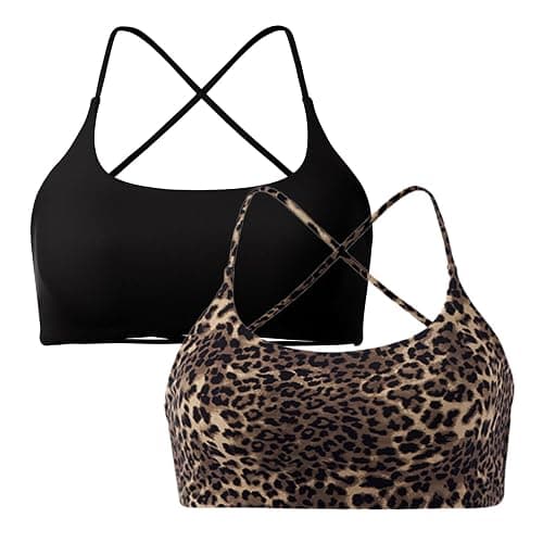 SUUKSESS Women 2 Piece Open Back Sports Bra Pack Strappy Workout Gym Yoga Crops thumbnail 3