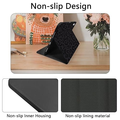 TopPerfekt Case for iPad 11th (A16) 11-inch 2025 / for iPad 10th Generation 10.9-inch 2022, Stand Folio Case Cover with Pencil Holder for Kids, Boys, Girls, Anti-Slip and Anti-Shock - Leopard Black thumbnail 6