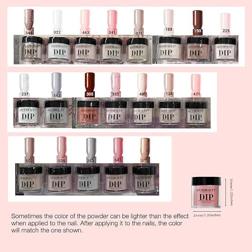 AZUREBEAUTY 31 Pcs Dip Powder Nail Kit 20 Colors Glitter Nude Brown Pink White Gray Dip Powder Liquid Set with Top/Base Coat Activator for French Nails Art Manicure DIY Salon Women Valentine's Gift thumbnail 9