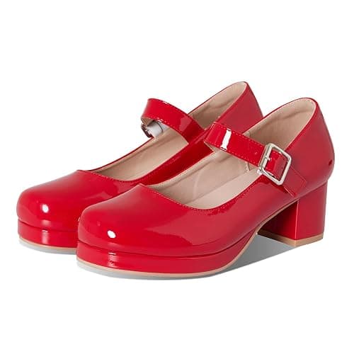 femflame Women's Low Chunky Heel Mary Jane Pumps Ankle Buckle Strap Sweet Round Toe Dress Shoes JK Cosplay Uniform Dress Shoes - Image 1