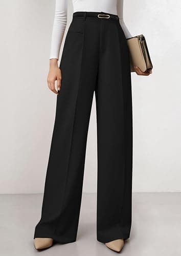 PRETTYGARDEN Womens Wide Leg Dress Pants 2025 Business Casual Flowy Work Palazzo Pants High Waisted Slacks Trousers thumbnail 2
