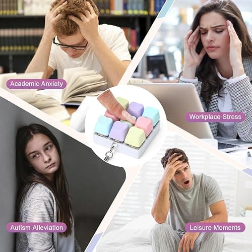4 Pack Keyboard Fidget Toy with Sticker,Keyboard Fidget Keychain 9-in-1 and 4-in-1 Combination Keyboard Decompression Button Finger Clicker Toys, Button Stress Relief Fidget Gifts to Relief Stress thumbnail 7