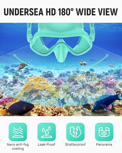 W WSTOO Snorkel Diving Mask,Adults Swim Goggles with Nose Cover,Panoramic Anti Glare HD Tempered Glass,Lens Anti Fog Coating Treatment,Effectively Preventing Fogging thumbnail 5
