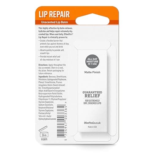 O'Keeffe's Lip Repair Unscented Lip Balm, 4.2g – For Extremely Dry, Cracked Lips | All-Day Moisture with 7 Moisturising Ingredients - 1 count (Pack of 1) - Single thumbnail 2