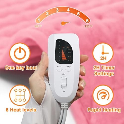 Heating Pad,Electric Heating Pads,Heating Pad for Back,Pink,40x20 Inch | Heating Pads for Shoulder,Neck,Abdomen,Knee,Arms,Legs,Heat Pad for Birthday Father Mother Gift Women Men,6 Heat Settings thumbnail 4