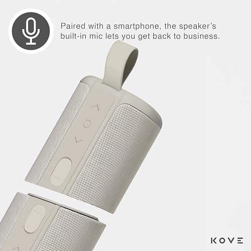 KOVE Commuter 2 Portable Speaker - Stone Bluetooth Speakers, Wireless with HD Louder Volume, Deep Bass Subwoofer, Microphone, IPX7 Water Resistant - Perfect Boom Box for Home, Outdoor or Travel thumbnail 5