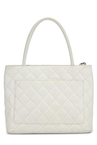 Chanel, Pre-loved White Quilted Caviar Medallion Tote, White thumbnail 4
