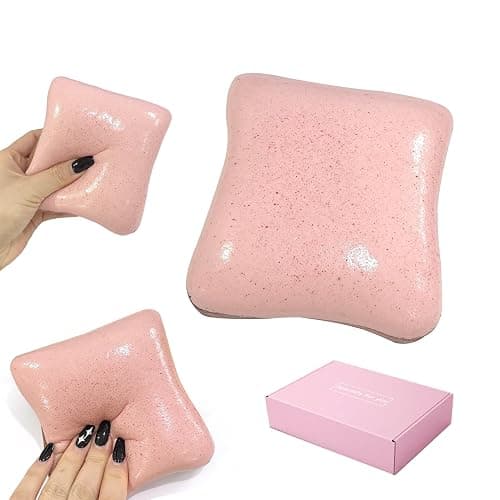 Sticky Bread Squishy Toys, a Slow-Rising Fidget for Stress Relief & Focus | Fun Kawaii Desk Accessory for Adults & Teens (Pink) - Image 1