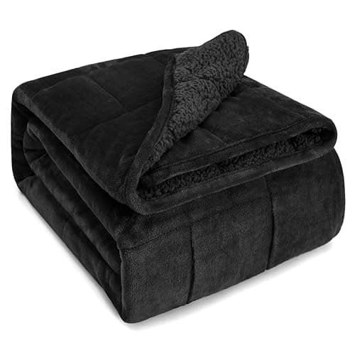 Sivio Weighted Blanket for Adult, 15 lbs Sherpa Heavy Throw with Fleece Reversible, Queen Size, Weighted Blanket for Men and Women Deep Sleeping, 60 x 80Inches Dual Sided Black - Image 1