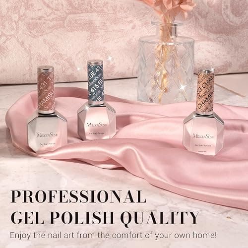MelodySusie Pearlescent Champagne Gel Nail Polish,0.5fl oz Nails Soak Off UV LED Champagne Shimmer Glitter Gel Polish Nail Art Manicure Salon DIY Nail Design Decoration at Home Gift for Women-z147 thumbnail 7