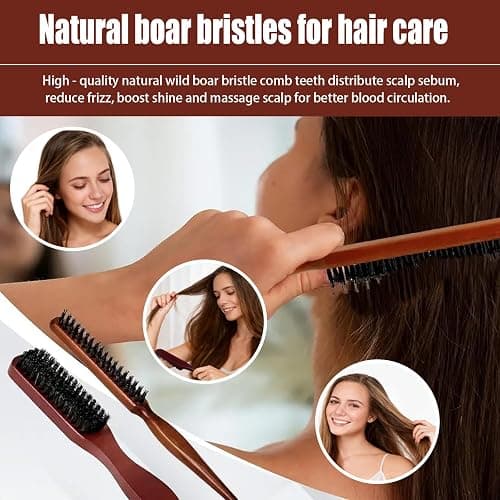 Spazzola Setole Cinghiale,5pcs Styling di Capelli e Barba Spazzola per Capelli con Manico Set per Styling di Capelli e Barba,assaggio del Cuoio Capelluto Uomo e Donna thumbnail 4