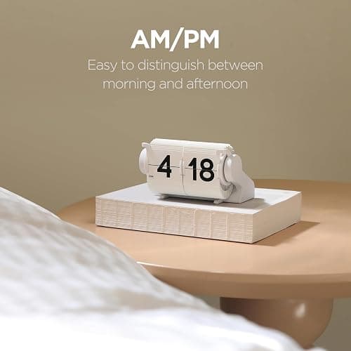 mooas Automatic Mini Flip Clock, Retro Vintage Automatic Flip Desk Clock, Timer Calendar Alarm, Snooze, Desk Clock Large Number USB-C Rechargeable, Ideal for Home Office School Hotel Café (Black) thumbnail 5