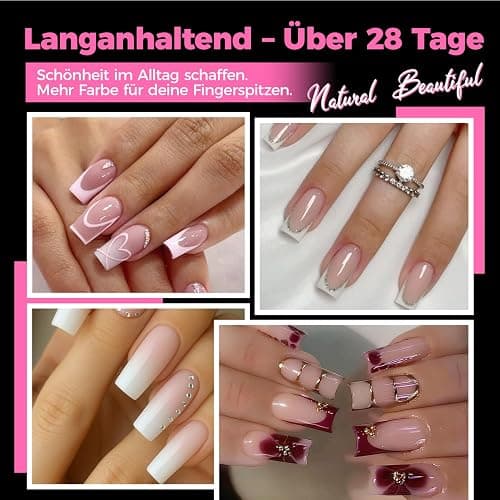 UNA GELLA Medium Square Tips für Gelnägel, 504 Stück 10 Größen, Soft Gel Press-On Nails, Vorgeformte Full-Cover Nagelspitzen, Acryl Nagelverlängerung für Nagelkunst & Home DIY thumbnail 2