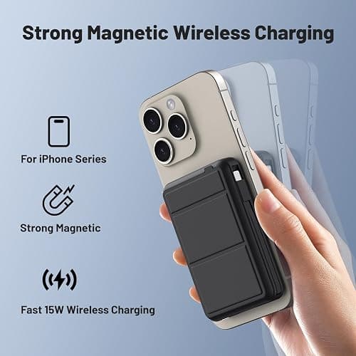 Azmuth Power Bank, für Magsafe Powerbank iPhone 10000mAh, Magnetische Power Bank Wireless Schnellladen mit LED Display Tragbares Ladegerät Akkuspack für iPhone 17/16/15/14/13/12/Pro/Pro Max thumbnail 2