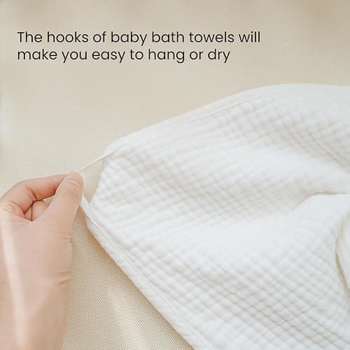 Konssy 2-Pack Muslin Hooded Baby Towels, 100% Cotton, Ultra-Soft & Absorbent Baby Bath Towels with Hood for Newborn & Infant (Camel, Sun,30" x 30") thumbnail 3