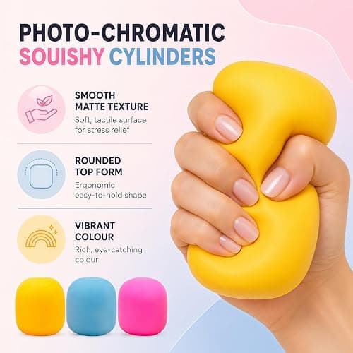 Squeeze Color Changing Squishy Soft Square Malt Sugar Filled Slow Stress Balls, Color Changing Squishy Sensory Toy, Anxiety Relief Shape Fidgets for Pull Stretch Squishy Toy (Yellow) thumbnail 3