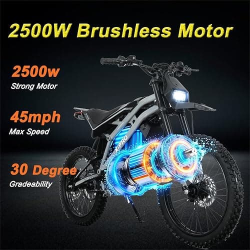 X-PRO 4000W 60V 27AH Teens Adults Electric Dirt Bike with Front LED Light! 19"/17" Wheels! thumbnail 3