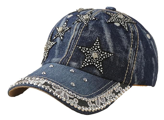 Women's Denim Baseball Cap with Pearl Rhinestone Trendy Y2k Visors UV Protection Sun Hat Outdoor 2026 - Image 1