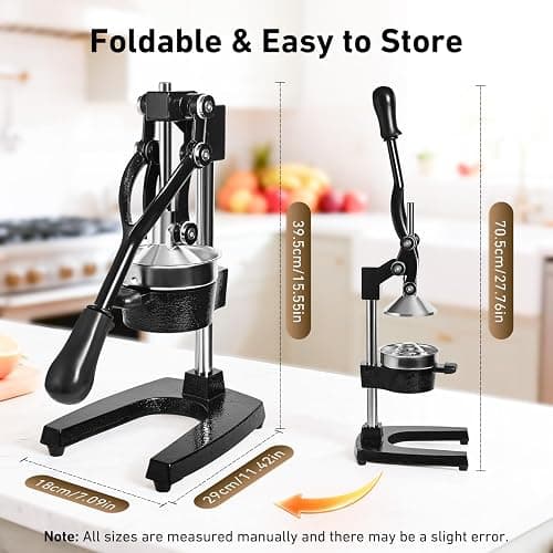 Yigowyigo Manual Juicer Hand Press, Cast Iron Manual Citrus Juice Press, Professional Easy to Clean Citrus Squeezer for Lemons, Oranges, Pomegranates, Grapefruits and Other Fruits (Black) thumbnail 6