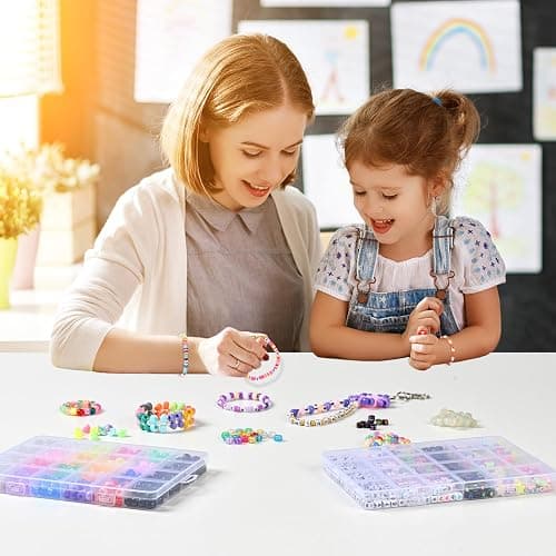 SJZWSD Kandi Beads Bulk Pony Beads Kit 3600+ Pcs, Rave Bracelet Making Set with Glow in The Dark, 96 Colors UV Star Heart Flower Alphabet Letters for Girls Kids Teens DIY Gift thumbnail 8