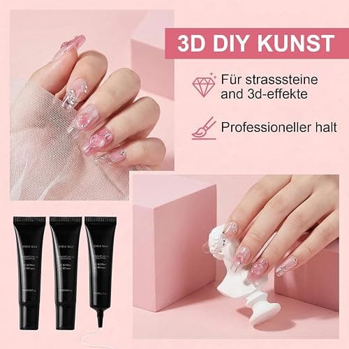 ALONK 3 Stück 3D Gel Nail Art, Glue Gel, 15 ML Multifunktionell Rhinestone Glue thumbnail 4