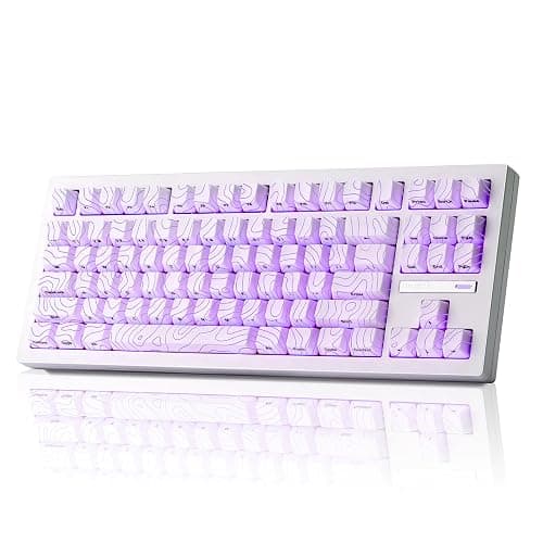 ZORNHER ZH870 Wireless Gaming Mechanical Keyboard,80% White Custom Creamy Sound Keyboard with Lighted Up White Topographic Keycaps,Creamy Sounding Linear Switches,Hot-Swappable,RGB Backlit - Image 1