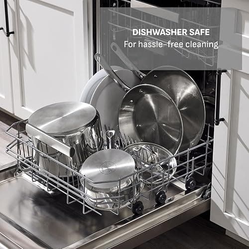 T-fal Stainless Steel Cookware Set, 11 Piece, Induction Cookware, Oven Safe to 500°F, Kitchen Cooking Set w/Fry Pans, Pots and Pans, Dutch Oven, Saucepans, Kitchen Essentials, Silver thumbnail 8