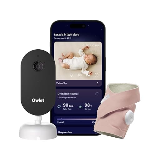 Owlet Dream Duo – FDA-Cleared Smart Baby Monitor with Sock & HD Video Cam 2K HD Video, Cry & Motion Alerts, Temp Monitoring - Image 1