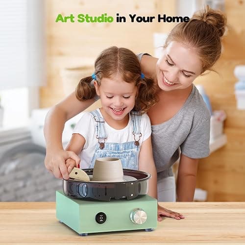 Alldeer Mini Pottery Wheel for Kids, Beginners, Adults, All-in-one Kit | 6" Clay Wheel, Two-Way Rotation, Adjustable Speed, Removable Splash Tray, 18PCS Sculpting Tools, Gift for Teens Girls Boys thumbnail 5