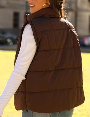 Zeagoo Puffer Vest Women Sleeveless Lightweight Quilted Jacket Stand Collar Zip Up Down with Pockets Winter Outerwear 2025 thumbnail 3