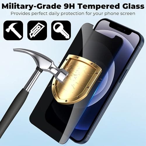 WHPXJY 2 Pack Privacy Screen Protector for iPhone 12/12 Pro 6.1 inch, Anti-Spy Screen Protector Tempered Glass Film Shatterproof/Anti-Scratch/Touch Sensitive/No Air Bubbles/Easy to Install thumbnail 4