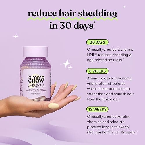 Lemme Grow Hair Growth Supplement for Women, Clinically Proven Keratin Complex for Visibly Thicker Hair and Scalp Coverage, Reduced Shedding, Nourish Thinning Hair - 1 Month Supply thumbnail 5