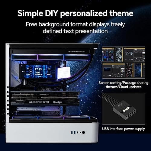 ITleads Trofeo Vision LCD AIO Screen Display 6.86” PC Monitor, USB Type-C Connect | Real-Time Hardware Monitoring | 1280x480 Resolutions, Preset & DIY Themes for Gaming PC Case/CPU Cooler(Black) thumbnail 5