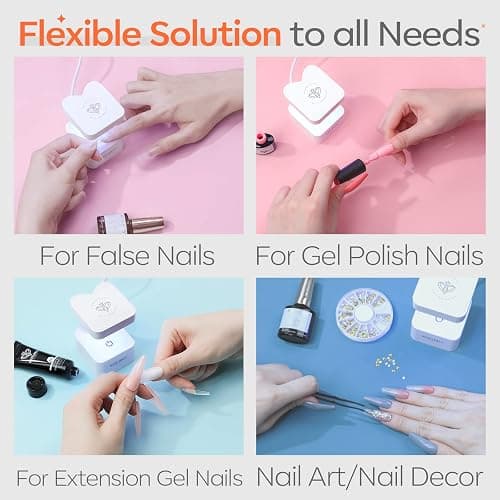 modelones Mini UV Light for Gel Nails Flash Curing 2 Timers Nail Stuff | White UV Light for Gel Nails Fast Extension System, Portable Manicure UV LED Light for Gel Nail Polish DIY Nail Art thumbnail 8