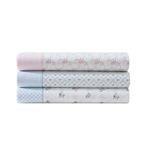 Laura Ashley - Sheet Set, Breathable Percale Cotton Bedding, 200 Thread Count, Deep Pocket, Chic Home Decor (Kate Blue, Full) thumbnail 8