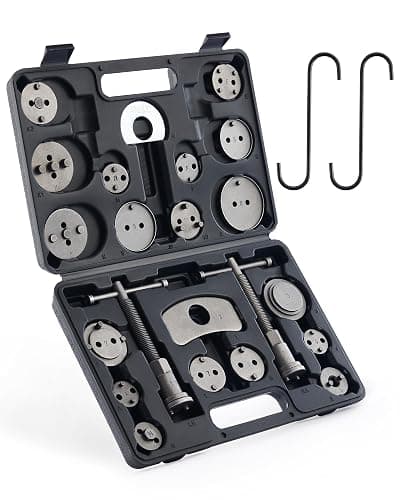 Orion Motor Tech Brake Caliper Wind Back Tool Kit, 24pc Brake Caliper Compression Tool Set with Thrust Bolt Assemblies Retaining Plates Caliper Hangers 18 Disc Adapters, Caliper Tool with Case, Black - Image 1
