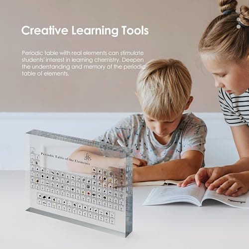 Periodic Table with Real Elements Inside, Acrylic Periodic Table Display with 83 Real Elements Samples, Craft, Teaching Tool, Gift for Kid, Students, Teacher, Science Lovers, 6*4.5*0.8 inch thumbnail 5