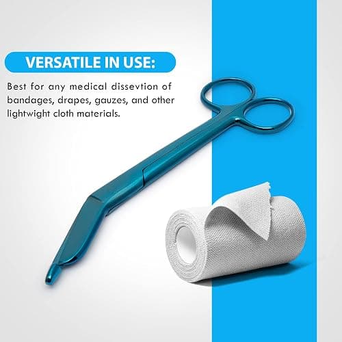 Green Max Lister Bandage Scissors-Safety Bandage & Trauma Shears-Stainless Steel Professional Scissors for First Aid Utility-Medical Care & Home Nursing-Size 5.5" (Blue, 5.5) thumbnail 5
