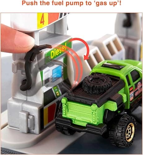 Matchbox Toy Cars Playset, Action Drivers Fuel Station & 1:64 Scale Toy Truck, Moveable Gas Hoses & Car-Activated Features thumbnail 4