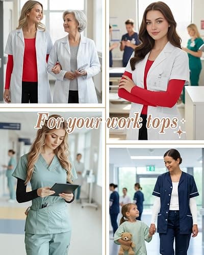 Oakgarden 5 Pack Underscrub for Women Long Sleeve Shirts Fitted Scoop Neck Tops Basic Layering Tee Knit Tops for Nurse thumbnail 4