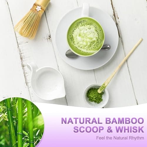 SEEYAURO Matcha Whisk Set––7pcs Japanese Matcha Set Kit with Matcha Bowl, Bamboo Whisk, Whisk Holder, Scoop, Towel&Sifter–Perfect for Matcha Lovers&Tea Ceremonies-Cherry Blossom Purple thumbnail 8